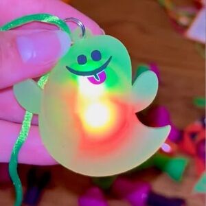 Light Up Ghost Necklace W/ Green Lanyard